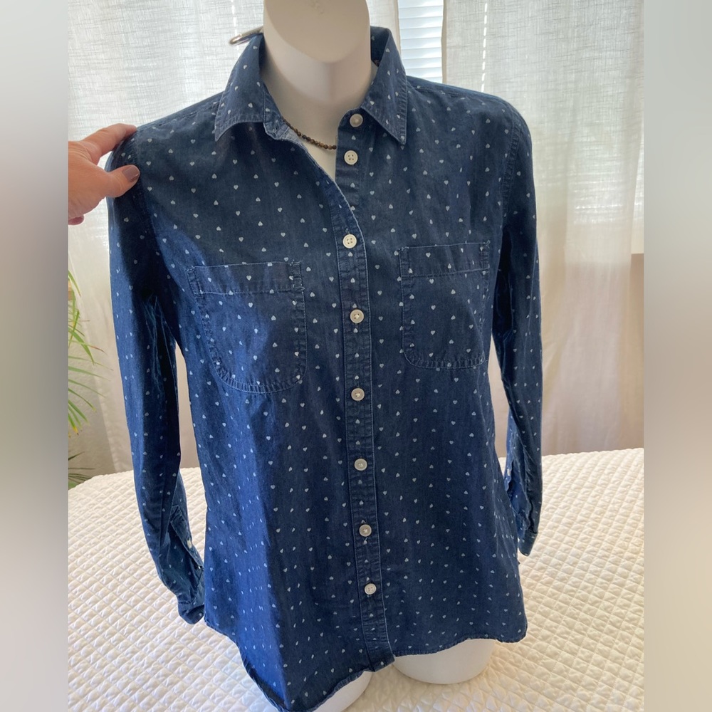 LOFT Softened Button Down Shirt Size L EUC